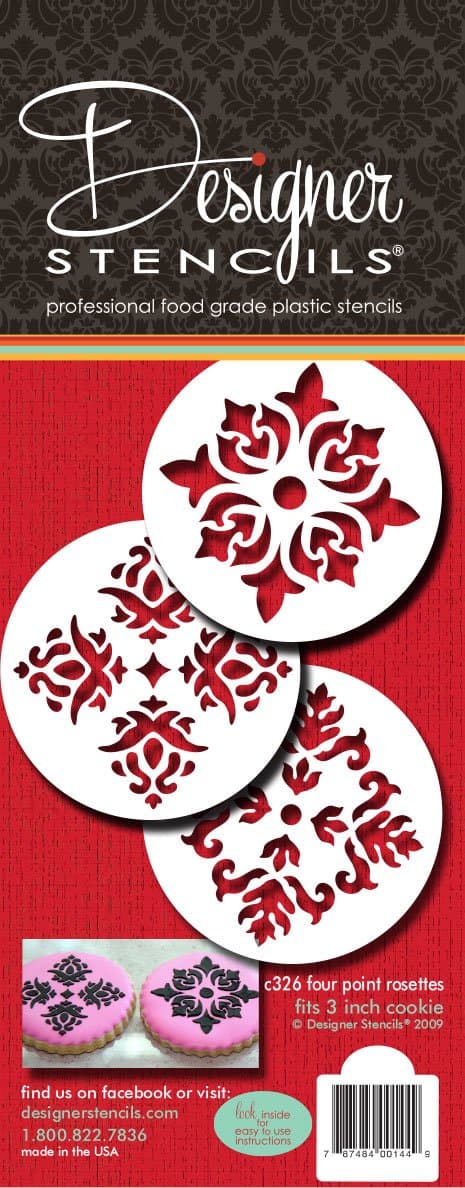 Designer Stencils Four Point Rosettes Cookie Stencils, Beige/semi-transparent