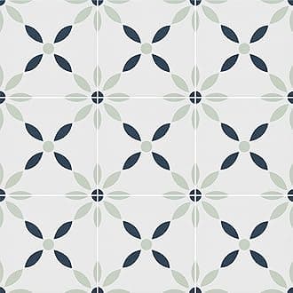 Greta 8 in. x 8 in. Encaustic Matte Porcelain Floor and Wall Tile - White, Blue, Gray - 82 Pieces
