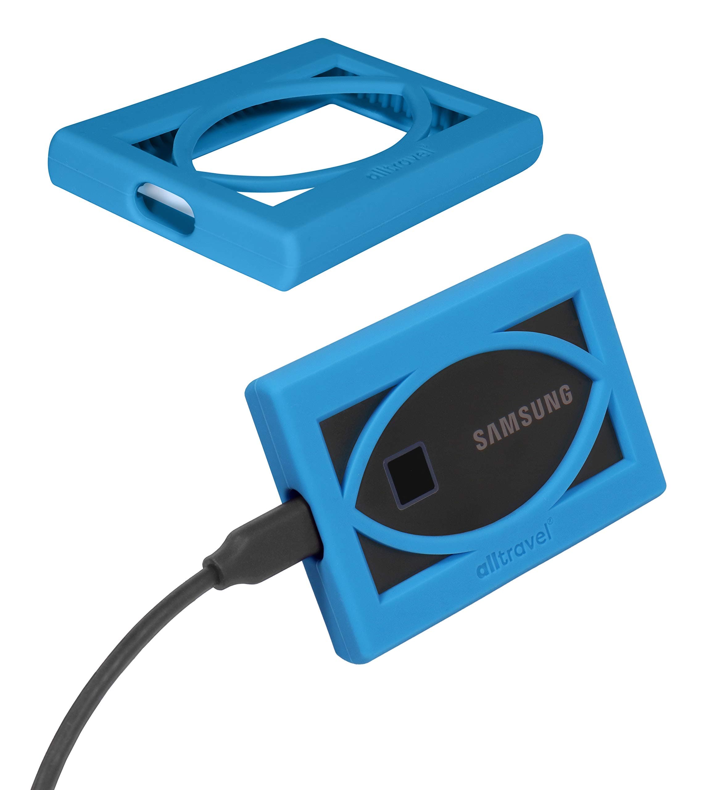 AlltravelExternal Solid State Drive Bumper for Samsung T7, T7 Touch Portable SSD - 1TB, 2TB, 500GB - USB 3.2 External Solid State Drives, Super Strong Bumper Anti Shock, Shake and Drop (Sky Blue)