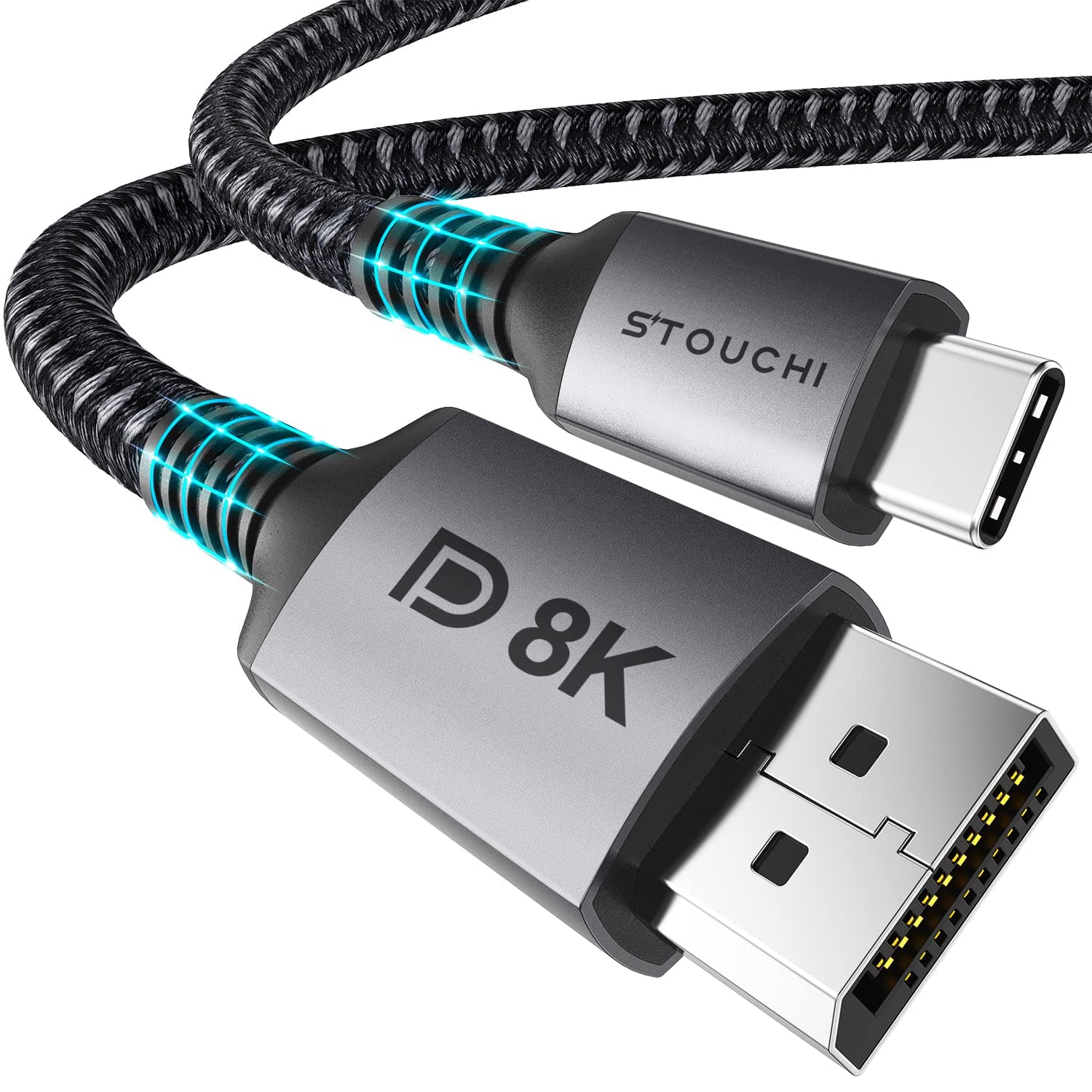 StouchiUSB C to DisplayPort 1.4 8K Cable 1M / 3.3Ft Thunderbolt 3 to DisplayPort 4K@144Hz/120Hz 5K@60Hz 2K@240Hz HBR3 DP1.4 Adapter for 2021 MacBook Pro, M1 Mac Mini, Dell XPS