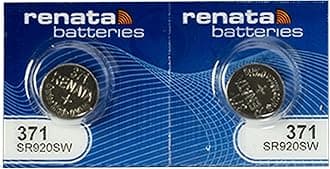 Renata 371 SR920SW Batteries - 1.55V Silver Oxide 371 Watch Battery (2 Count)