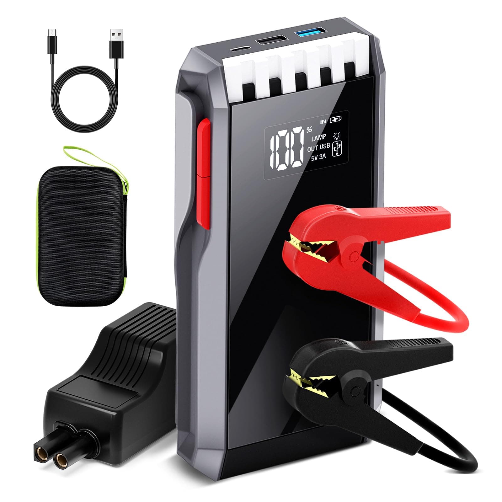 012 Jump Starter Battery Pack, 5500A Peak Car Battery Charger Jump Starter for Up to 10.0L Gas or 8.0L Diesel Engine,12V Car Jumper Starter Portable with Full LCD Screen & LED Light & USB