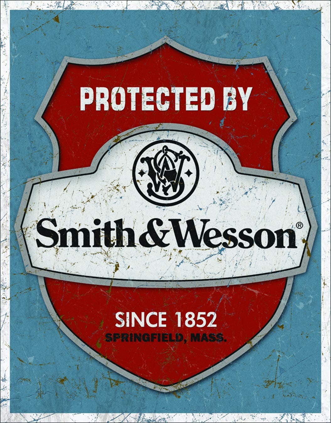 Smith & Wesson - Protected by Tin Sign 12.5 X 16, 12x16 by Poster Discount