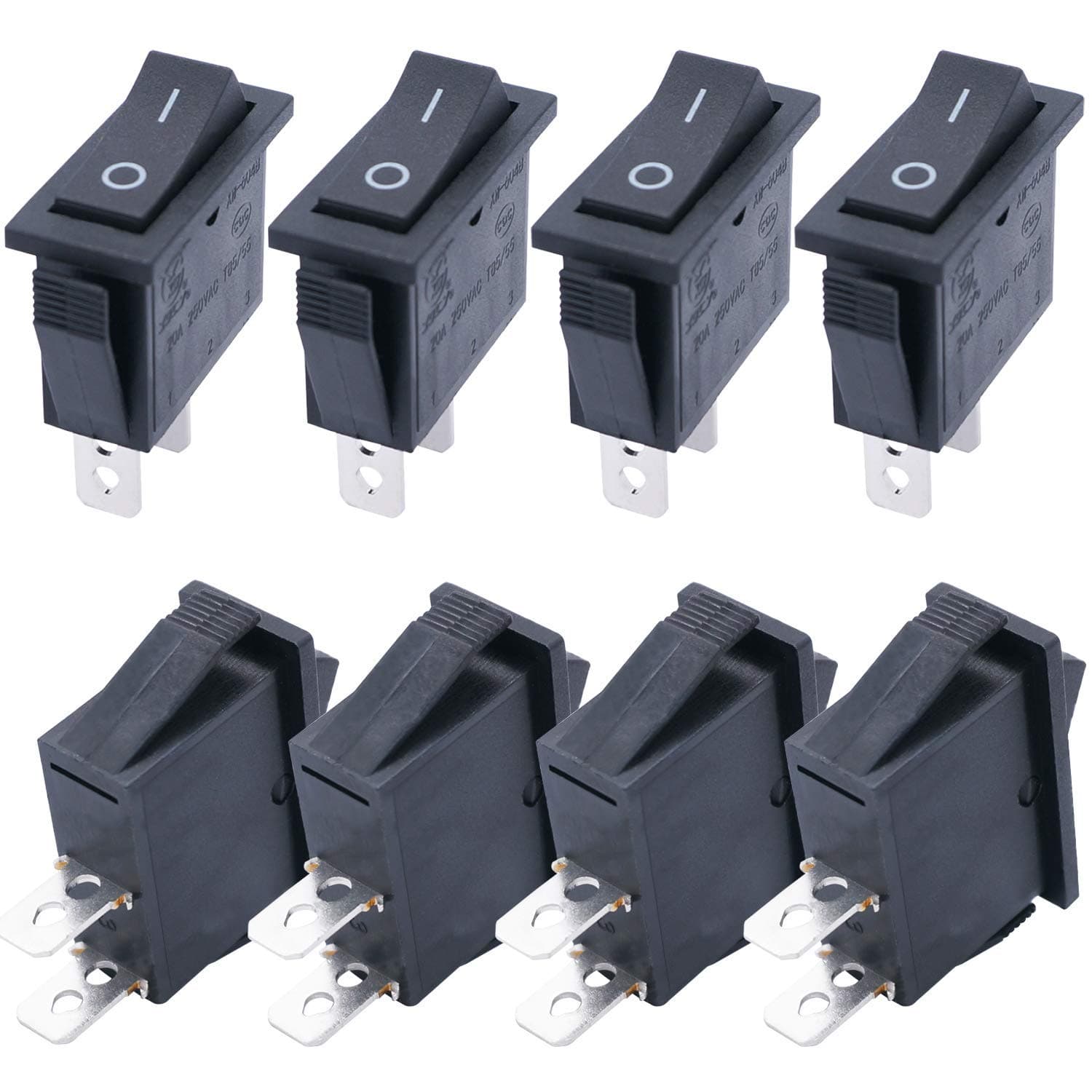 / 8Pcs Boat Rocker Switch Latching ON/Off SPST 2 Pin 2 Position Car Auto Boat Rocker Toggle Switch Snap AC 250V/16A 125V/20A KCD3-101