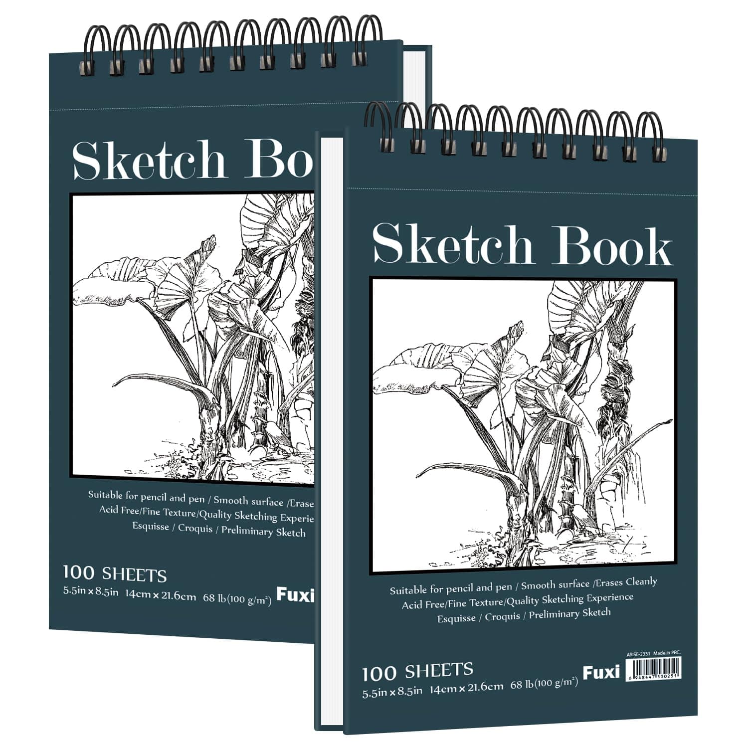 Small Sketchbook 5.5" x 8.5" - 2 Pack Top Spiral Mini Sketch Pad, Small Sketch Book Hard Cover, 100 Sheets Each 68lb/100gsm - Mini Drawing Paper for Kids, Portable Drawing Pad for Beginners & Artists.