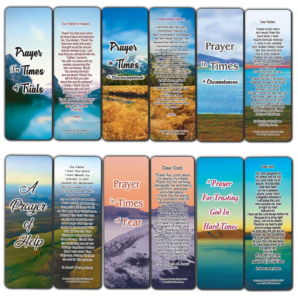NewEights Encouraging Prayers During Difficult Time Bookmarks (60-Pack) - Sunday School Easter Baptism Thanksgiving Christmas Rewards Encouragement Gift Motivational Cards Scriptures - Gift Token