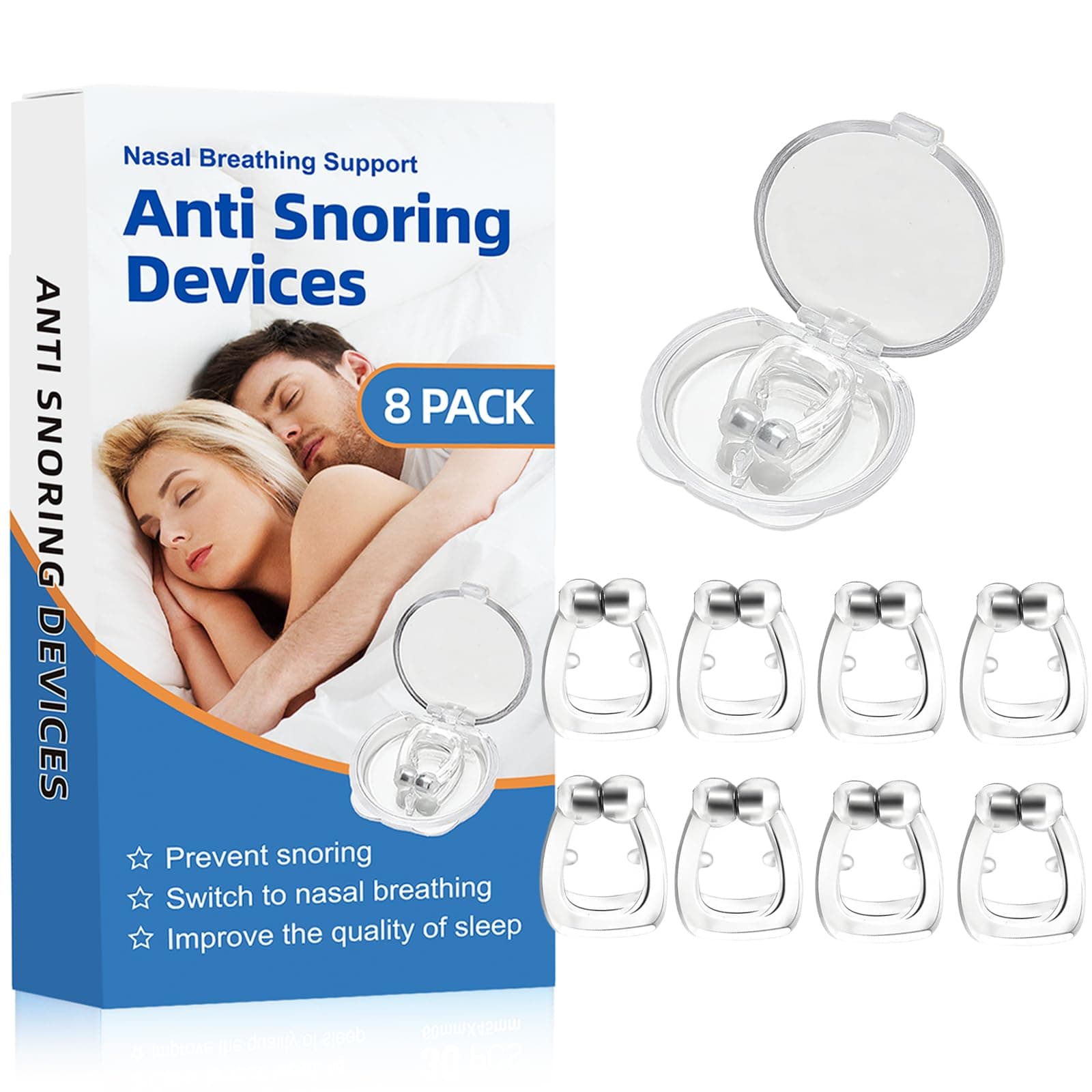 Anti Snoring Devices(8 Pack),Silicone Magnetic Stop Snoring Solution