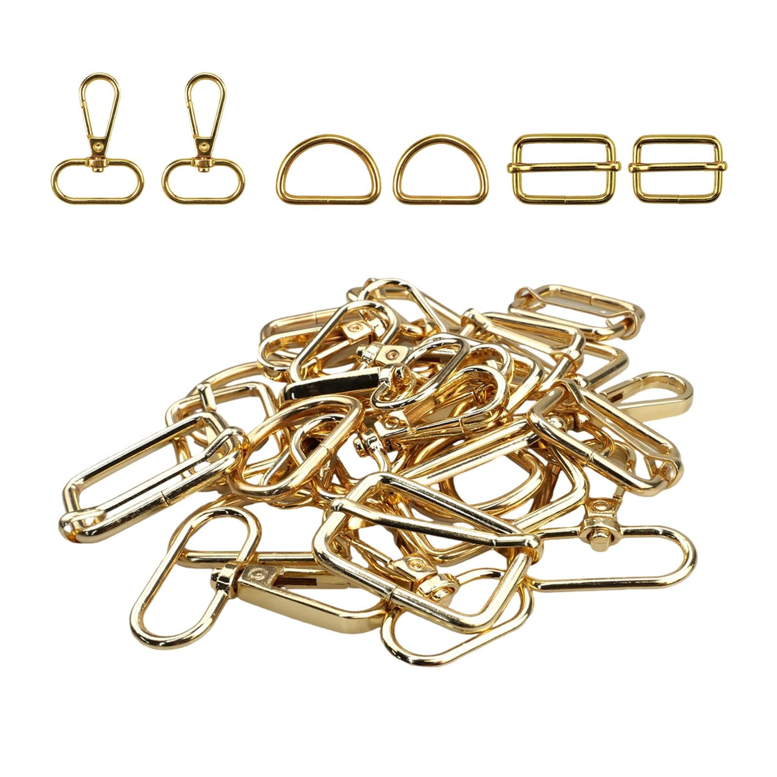 YapitHome 30 Pcs Metal D Ring Bag Making Hardware Suitable for DIY Craft Accessories Tote Purses Strap Dog Collars(Gold)