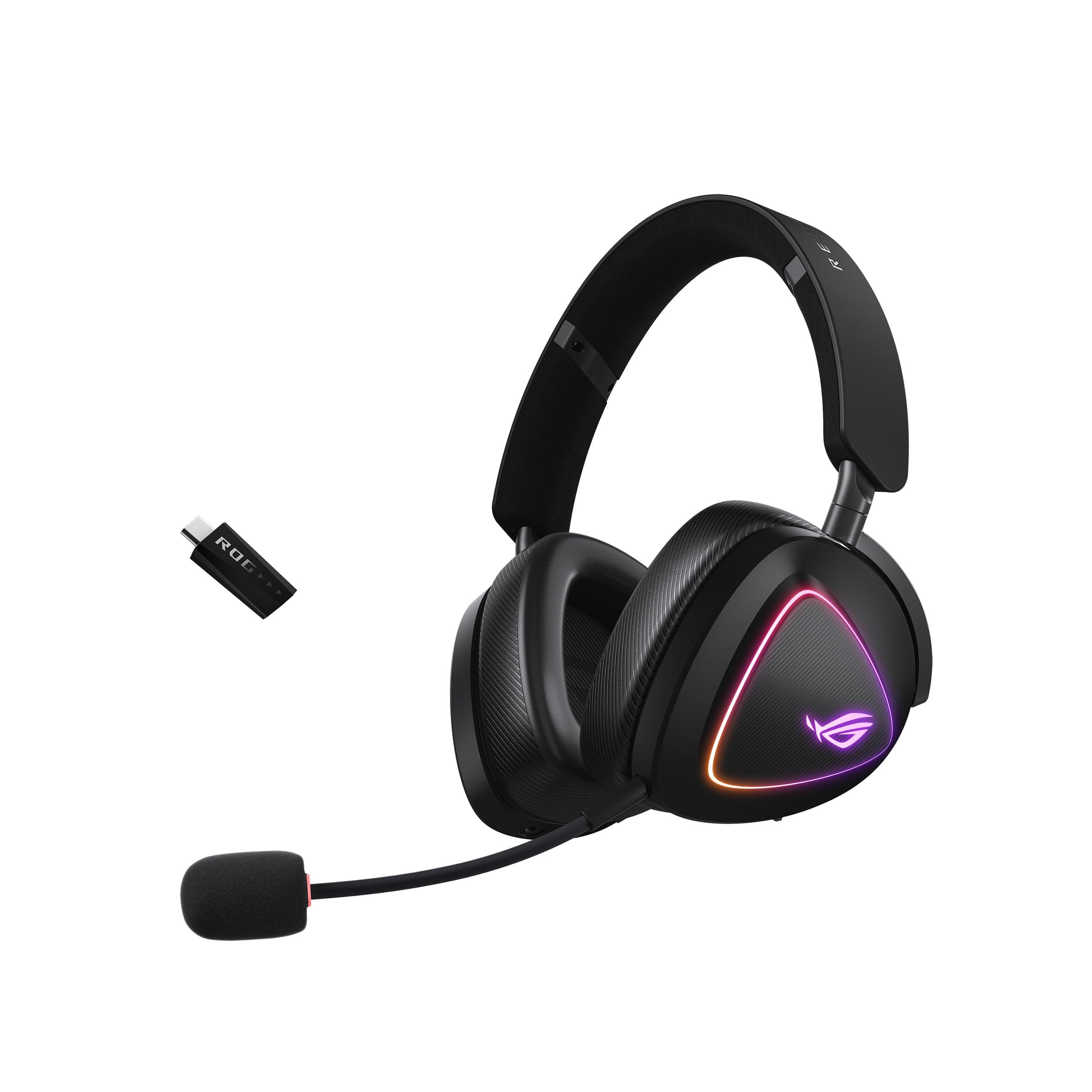 ROG Delta II Wireless Gaming Headset (BT, ROG SpeedNova 2.4GHz, 3.5mm, 50mm Titanium-Plated Drivers, 10mm Super-Wideband Mic, 110HR Battery, DualFlow Audio, For PC, Switch, PS5, Xbox)- Black