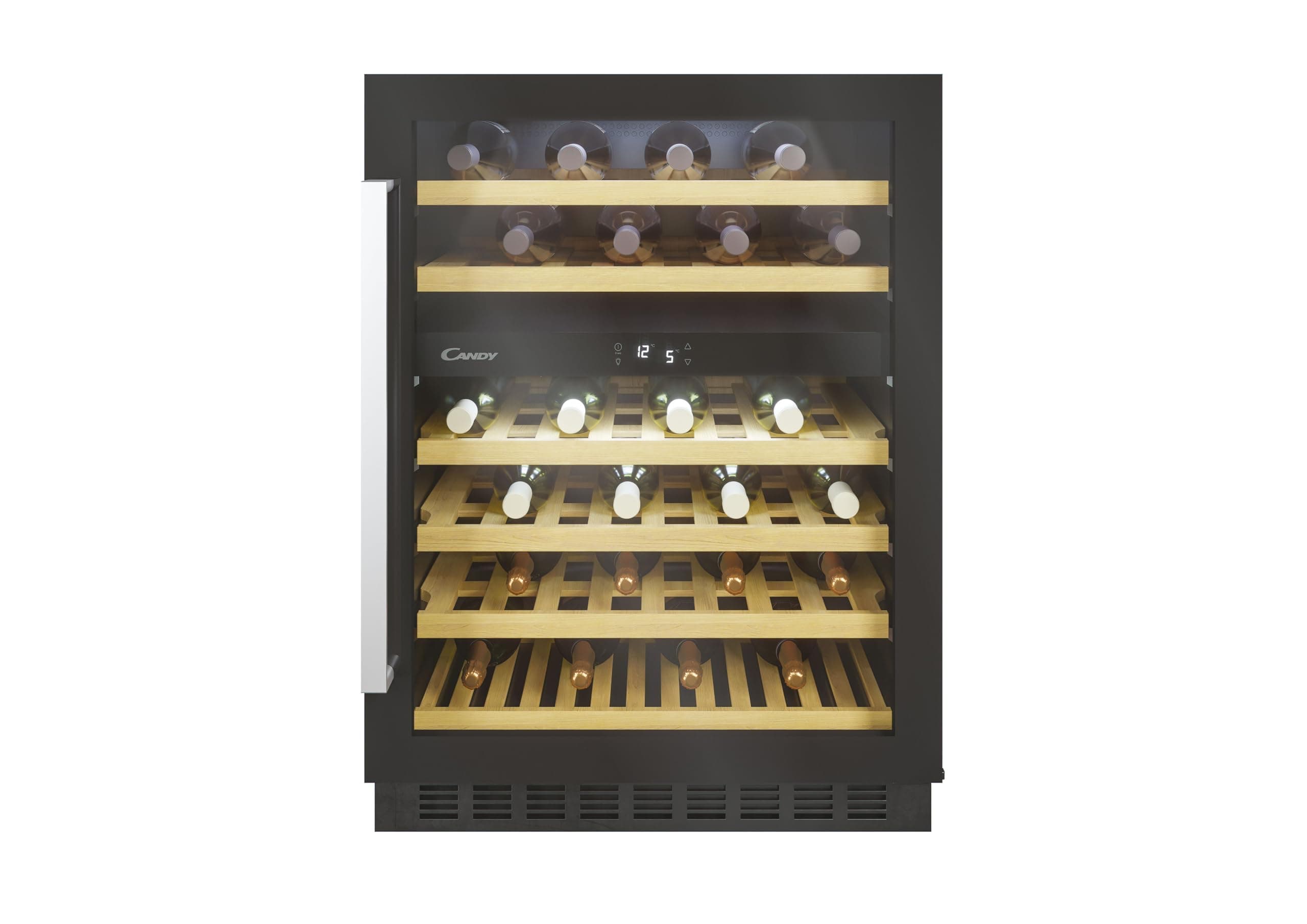 Integrated 60cm Wine Cooler, 46 Bottle Capacity, Dual Temperature Zones, Black - CCVB 60D UK/1