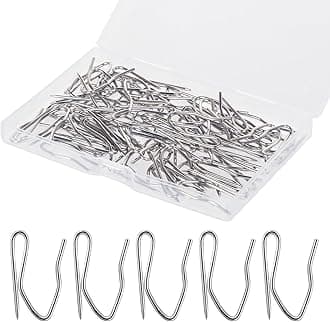 Nydotd 58 Pcs Rustproof Curtain Hooks – 1.2 inches Stainless Steel Nickel-Plated Offset Pin-On Hooks for Window, Door & Shower Curtains Home Bathroom Office (Silver)