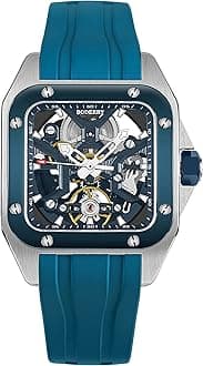 Square Automatic Titanium Watch for Men 72H Power-Reserve Side Transparent Case 10ATM Waterproof Swiss Super-Luminous Sports Wrist Watches-Storm