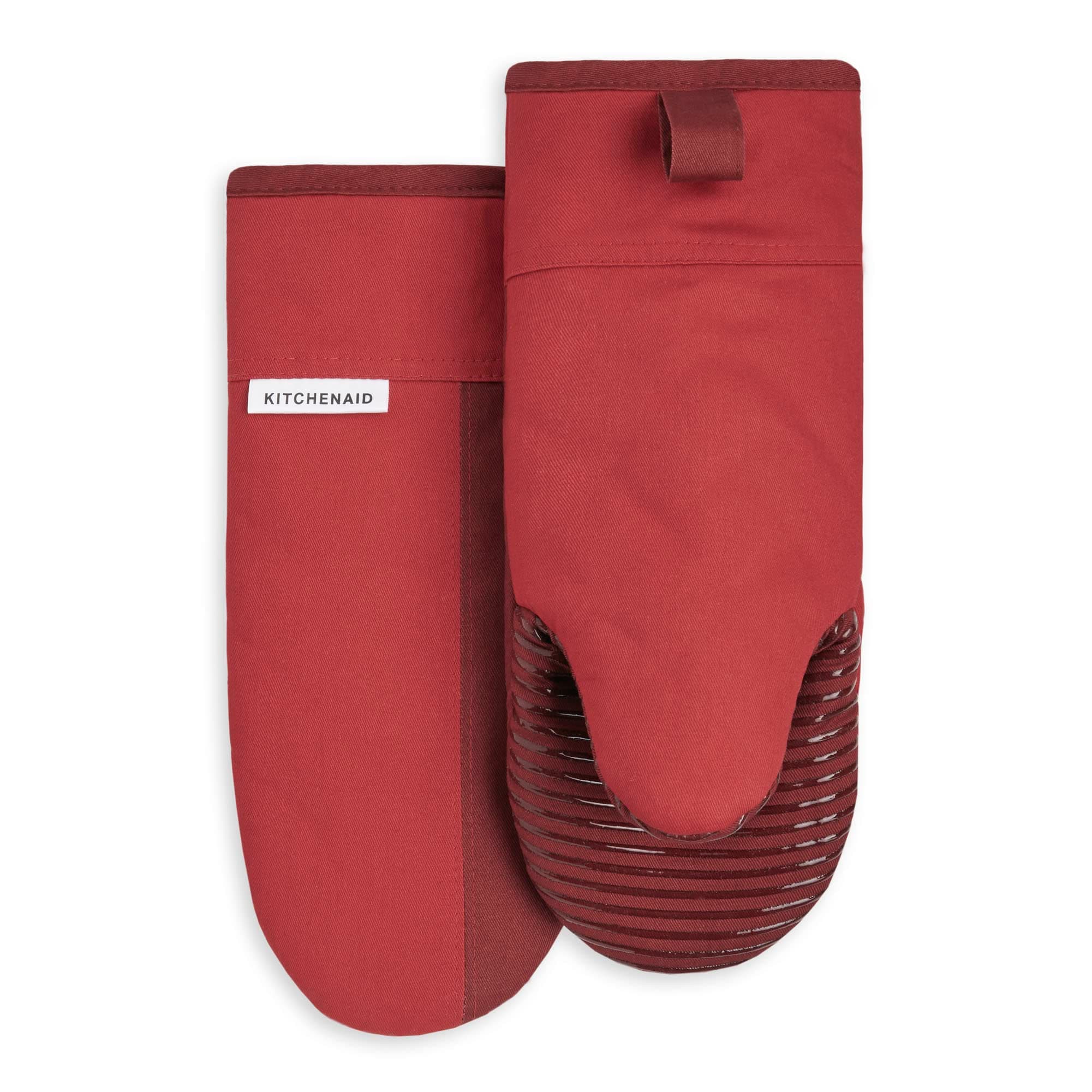 Beacon Two-Tone Non-Slip Oven Mitt Set, Passion Red/Bordeaux, 5.75"x13", 2 Piece