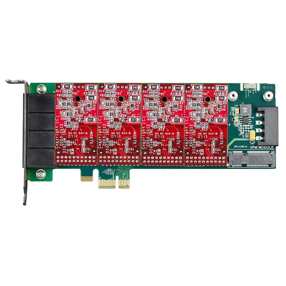DIGIUM 1A4B02F - Digium A4B Voice Board - PCI Express - 4 x FXO - Plug-in Card