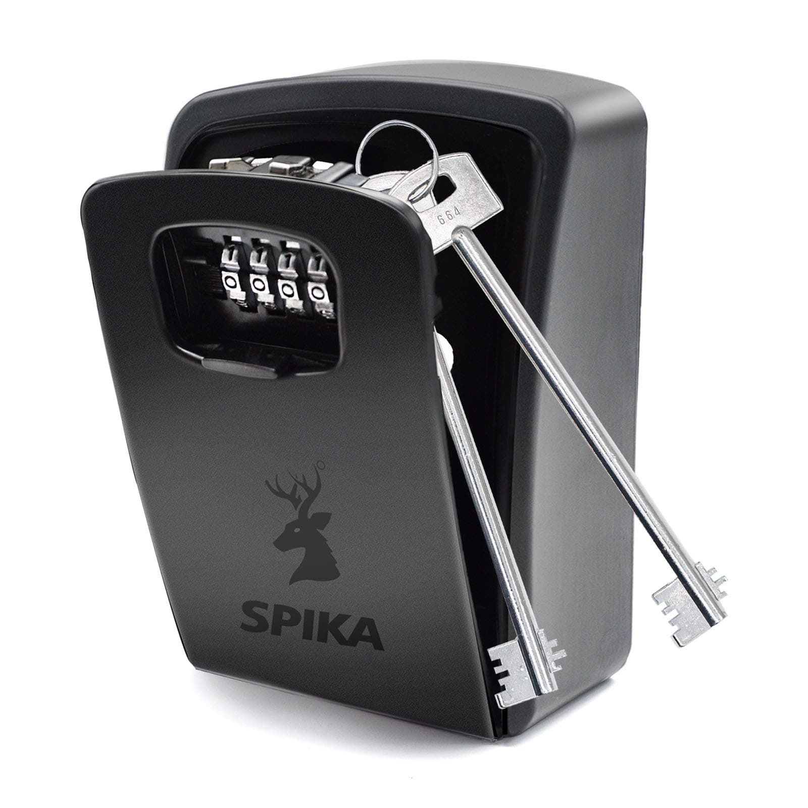 SPIKA Lock Box for House Key Wall Mount Waterproof Key Lock Box for Outside Hide a Key Outdoor Large Storage 4 Digit