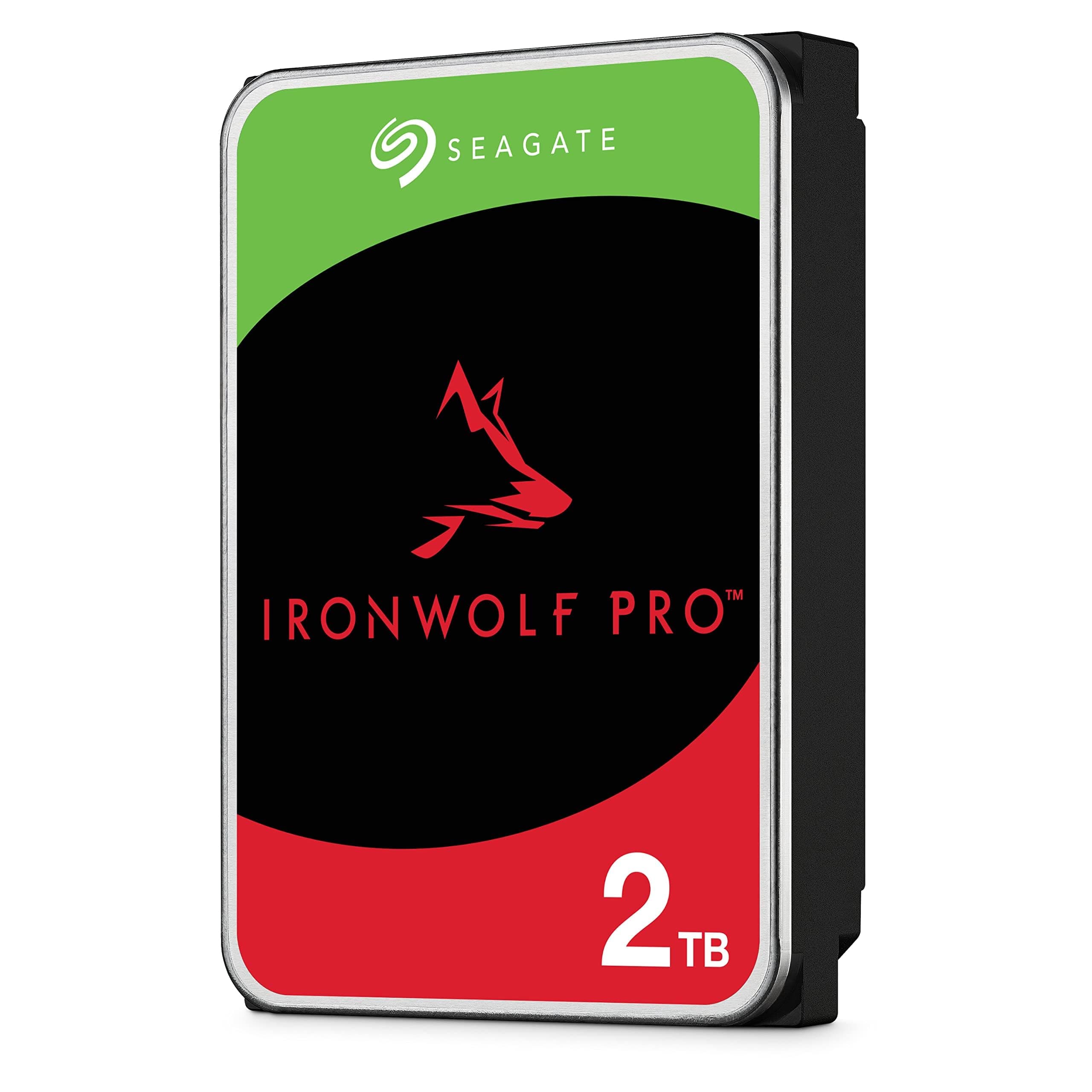IronWolf Pro, 2 TB, Enterprise NAS Internal HDD –CMR 3.5 Inch, SATA 6 Gb/s, 7,200 RPM, 256 MB Cache for RAID Network Attached Storage, 3 year Rescue Services (ST2000NT001)