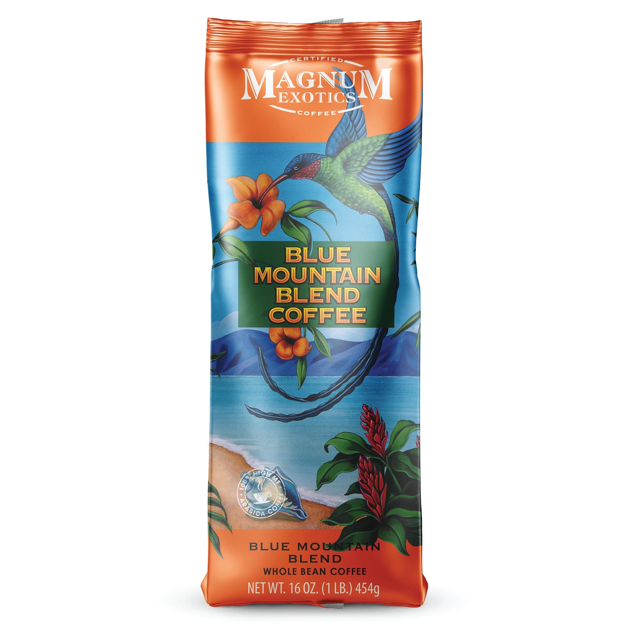 Coffee, Blue Mountain Blend - Light-Medium Roast, Whole Bean, Made from 100% Arabica Beans, Rich & Smooth Flavor, Fresh Roast - Blue Mountain Blend, 1 Lb (Pack of 1)