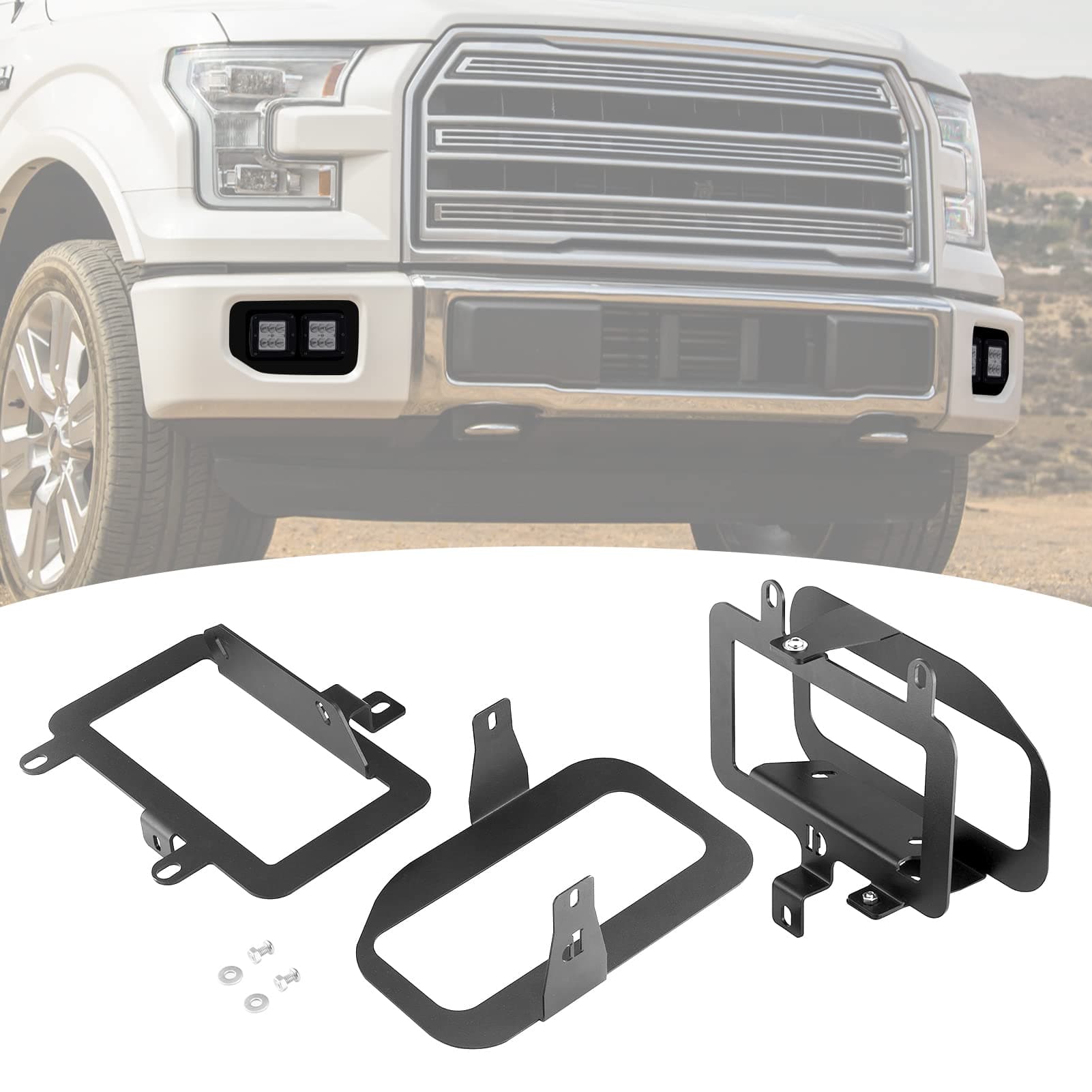 Dasen Bumper Mount Foglight Conversion Brackets for 3 Inch LED Cube/Work Light Pod Fog Lamp Compatible with 2015 2016 2017 Ford F150(Excluding SVT Raptor)