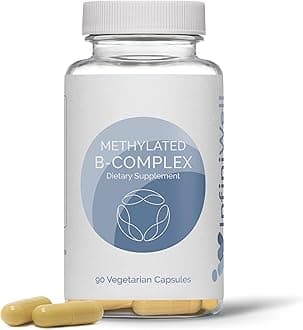 InfiniWellMethylated B-Complex Active B-Vitamin Blend, 90 Capsules (90 Day Supply), Mood and Energy Production Support Dietary Supplement, with 8 Essential B Vitamins, Choline, Inositol, Folate