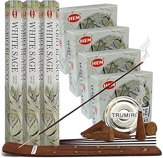 White Sage Incense Sticks and Cone Incense Holder Variety Pack Bundle insence insense insienso