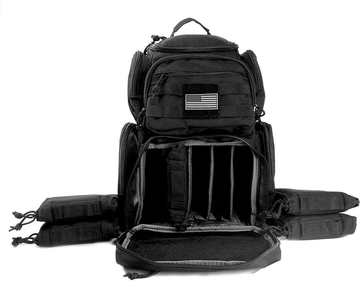 Tactical Shooting Range Backpack for Pistols HandgunsHeavy Duty Quality Gun Carrier Range Bag