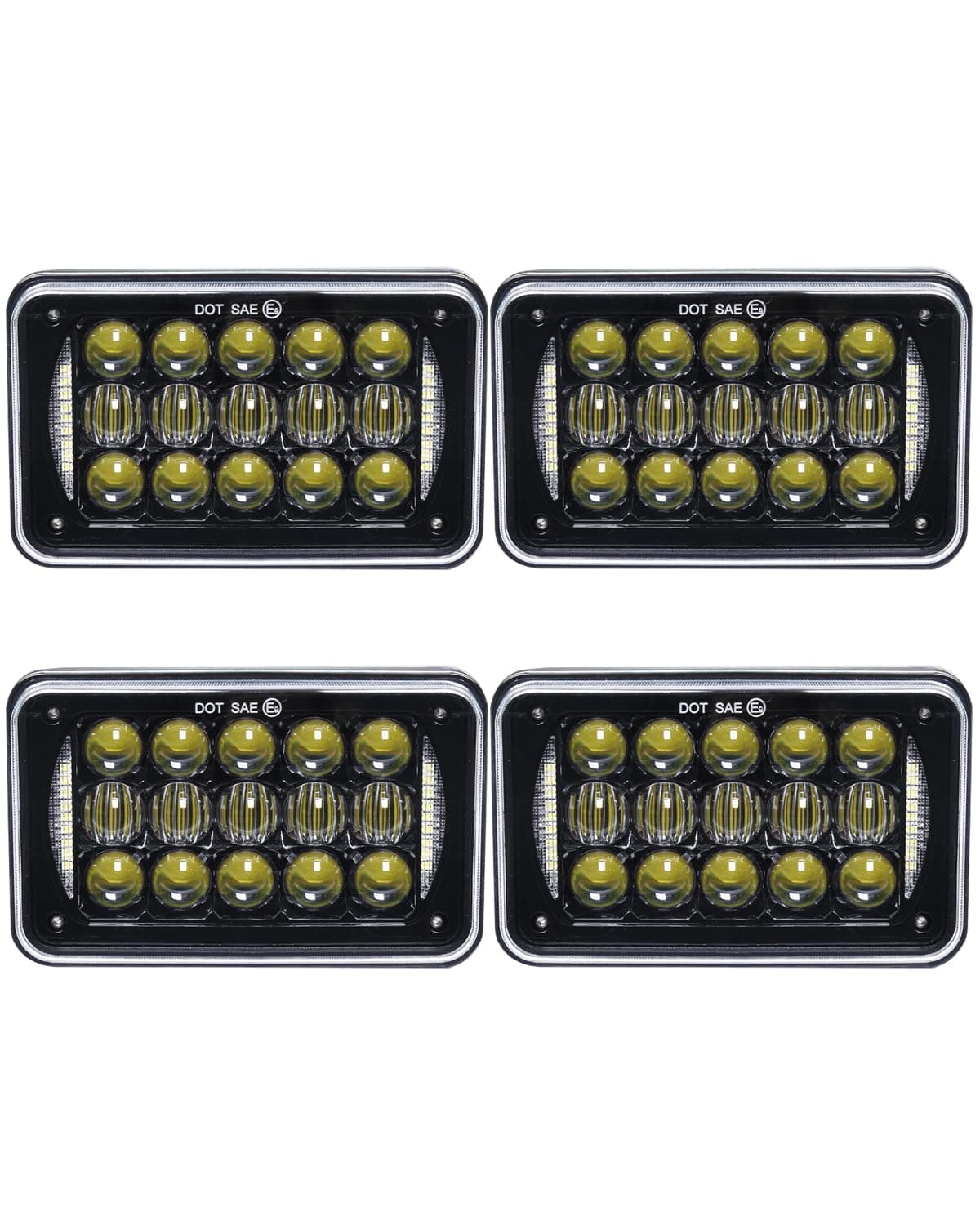 60W 4X6 inch Rectangular LED Headlights for H4651 H4652 H4656 H4666 H6545 Freightliner Kenworth Peterbilt International Volvo Sterling Western Star Mack Headlamp (4Pcs)