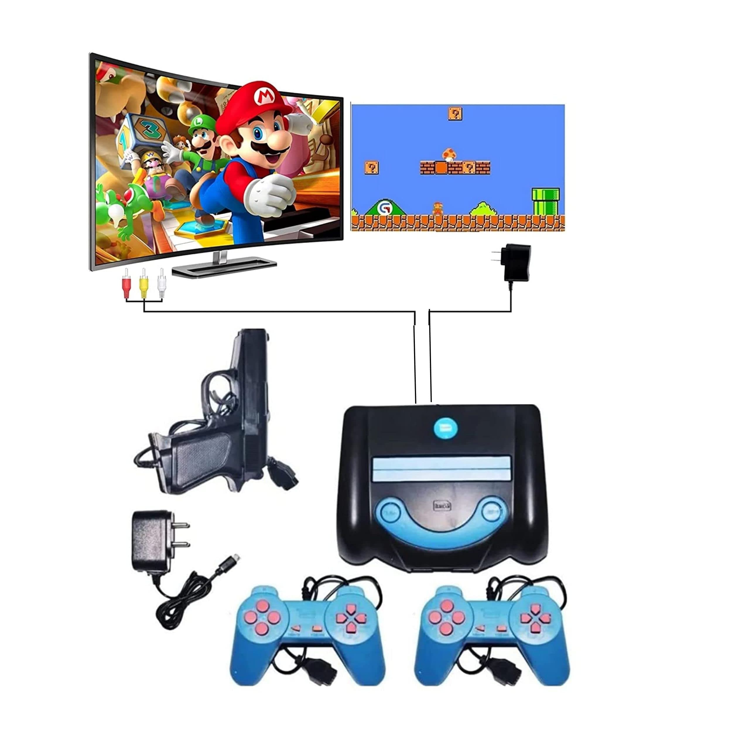 Texton Super 8 bit Tv Video Game Console with 2 Game Controllers 1 Laser Gun Unlimited Fun for Kids_1