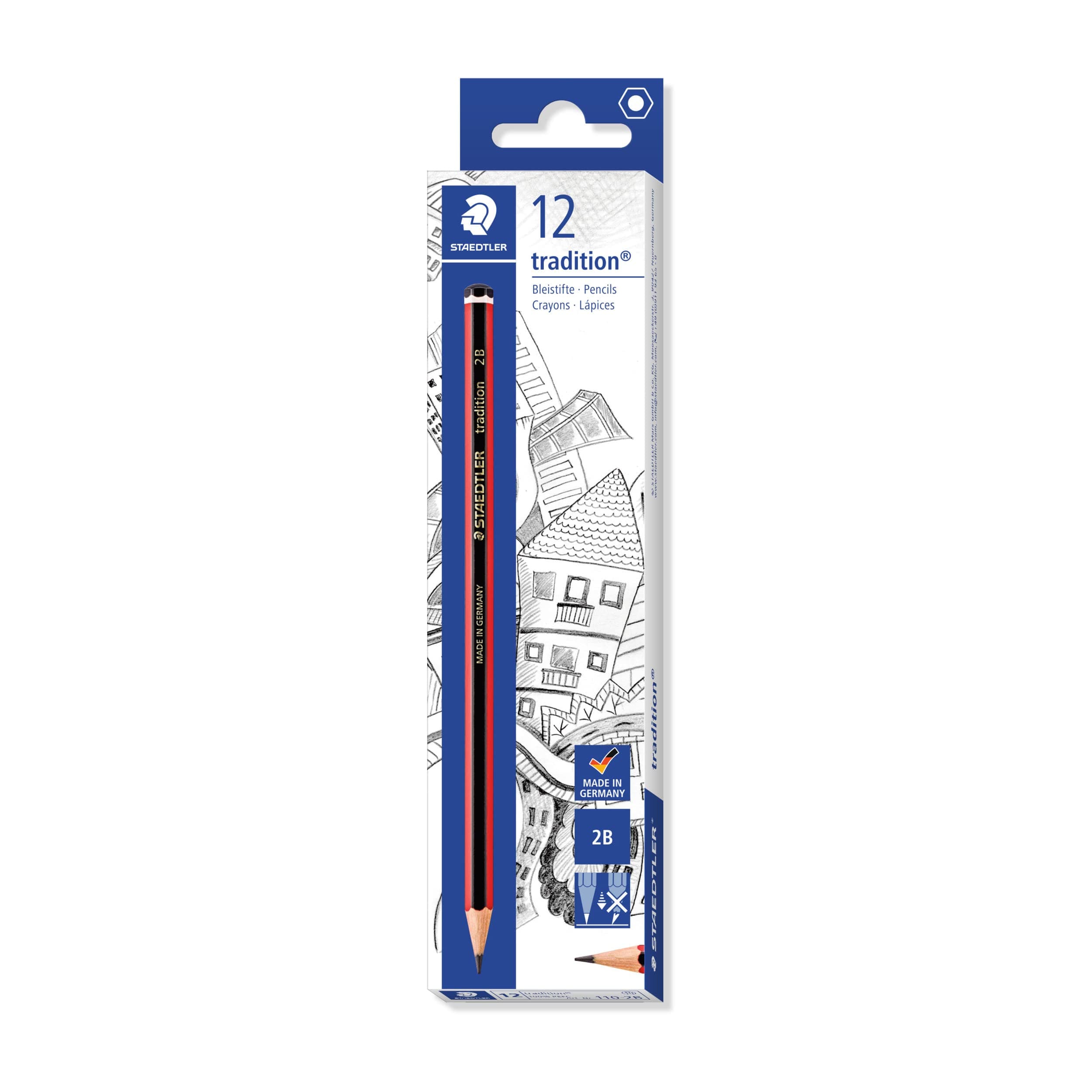 STAEDTLER 110-2B Tradition Graphite Pencil for Drawing & Sketching - 2B (Box of 12)