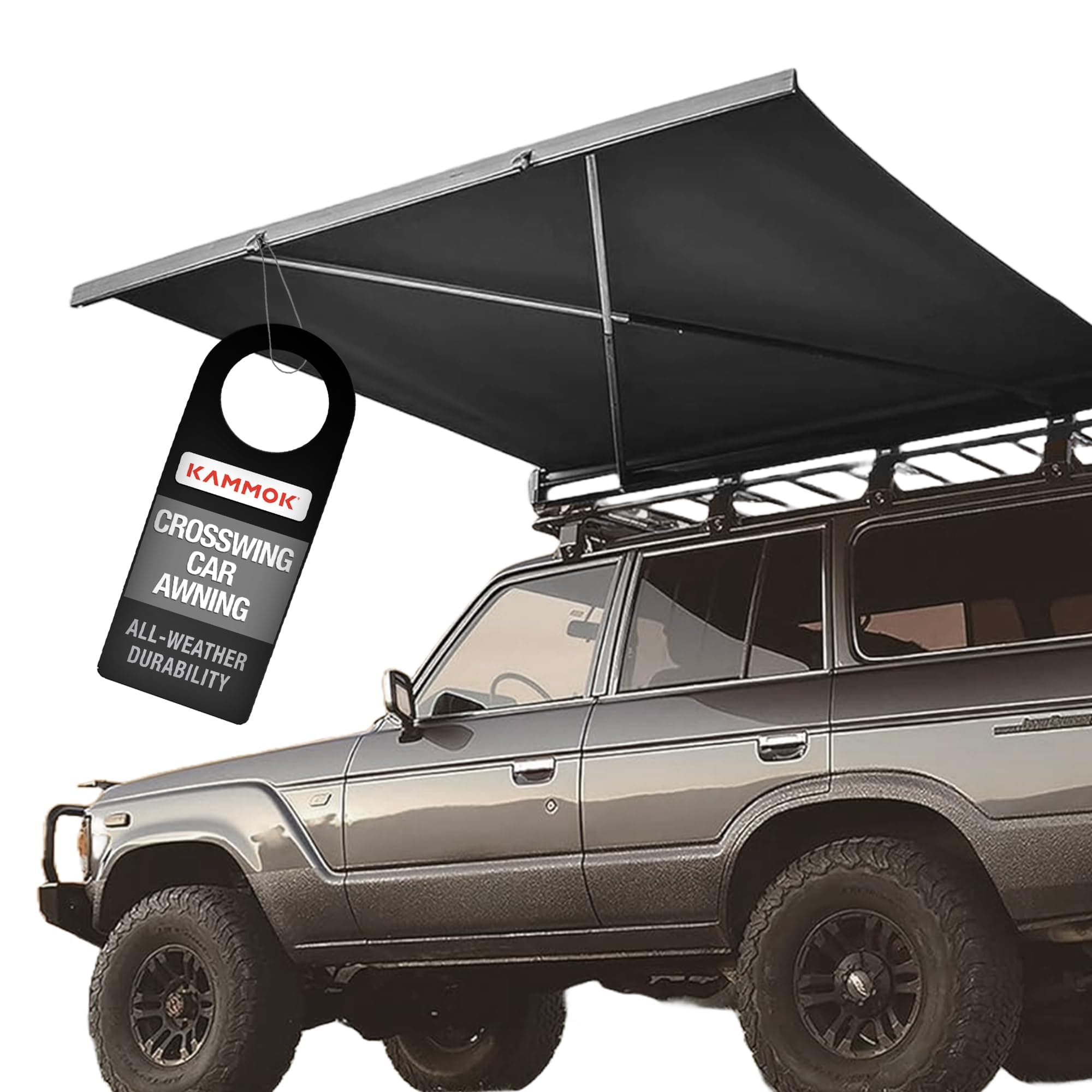 CROSSWING: Vehicle Awning | Three-Second Deployment | No Supports Required | All-Weather Durability | Adjustable Coverage | Desert Tan 5 ft (Gray, 5 ft)