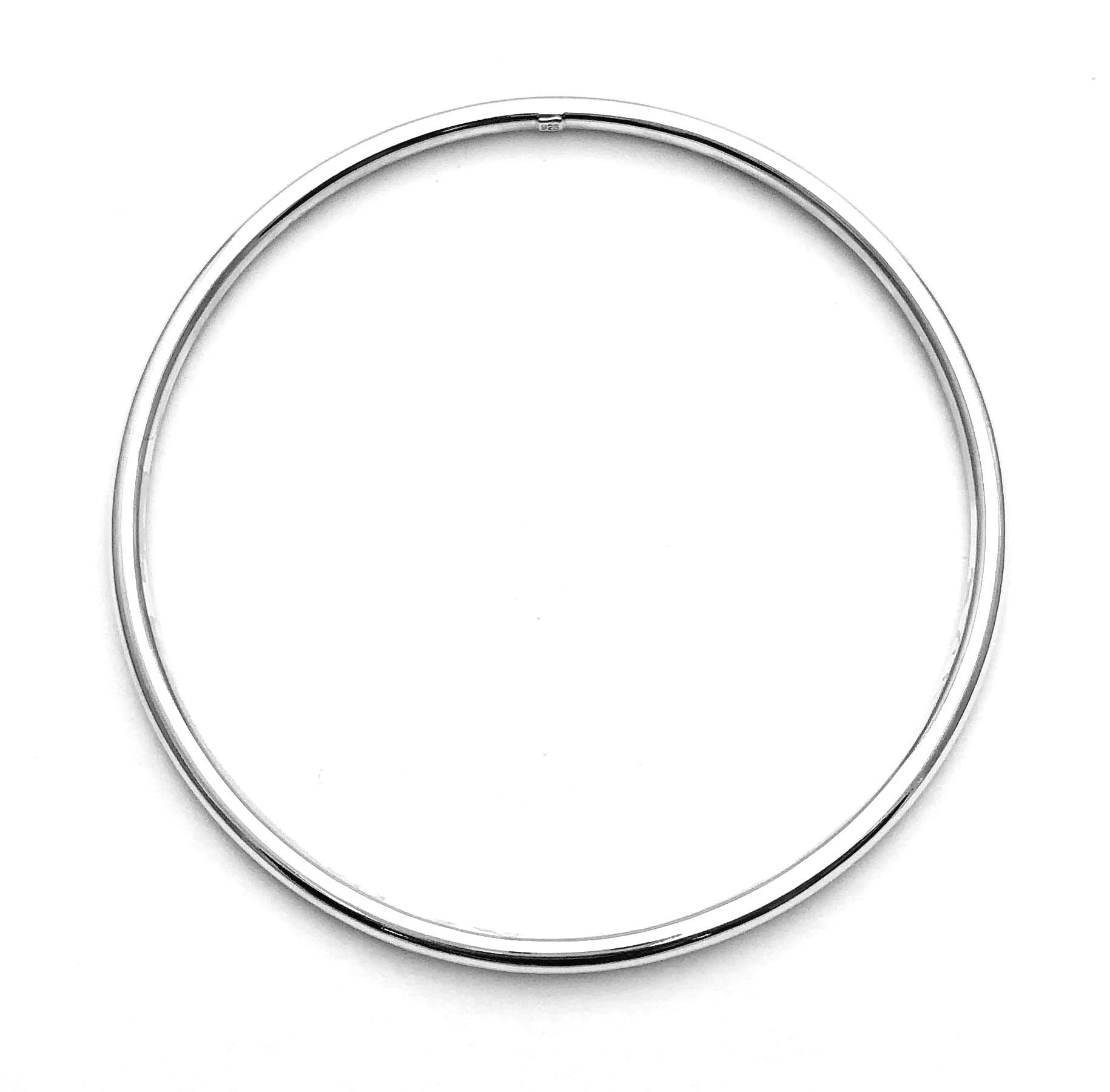 925 Sterling Silver Slave Round BANGLE Bracelet Circumference 22 cm & 3 mm Thickness