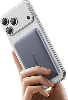 Baseus Picogo Power Bank, 0.3" Ultra Slim 5000mAh MagSafe Portable Charger, Card-Size Magnetic Battery Pack with USB-C Braided Cable, Alloy Wireless Charger for iPhone 17 Pro Max/17 Air/16/15/14/13/12