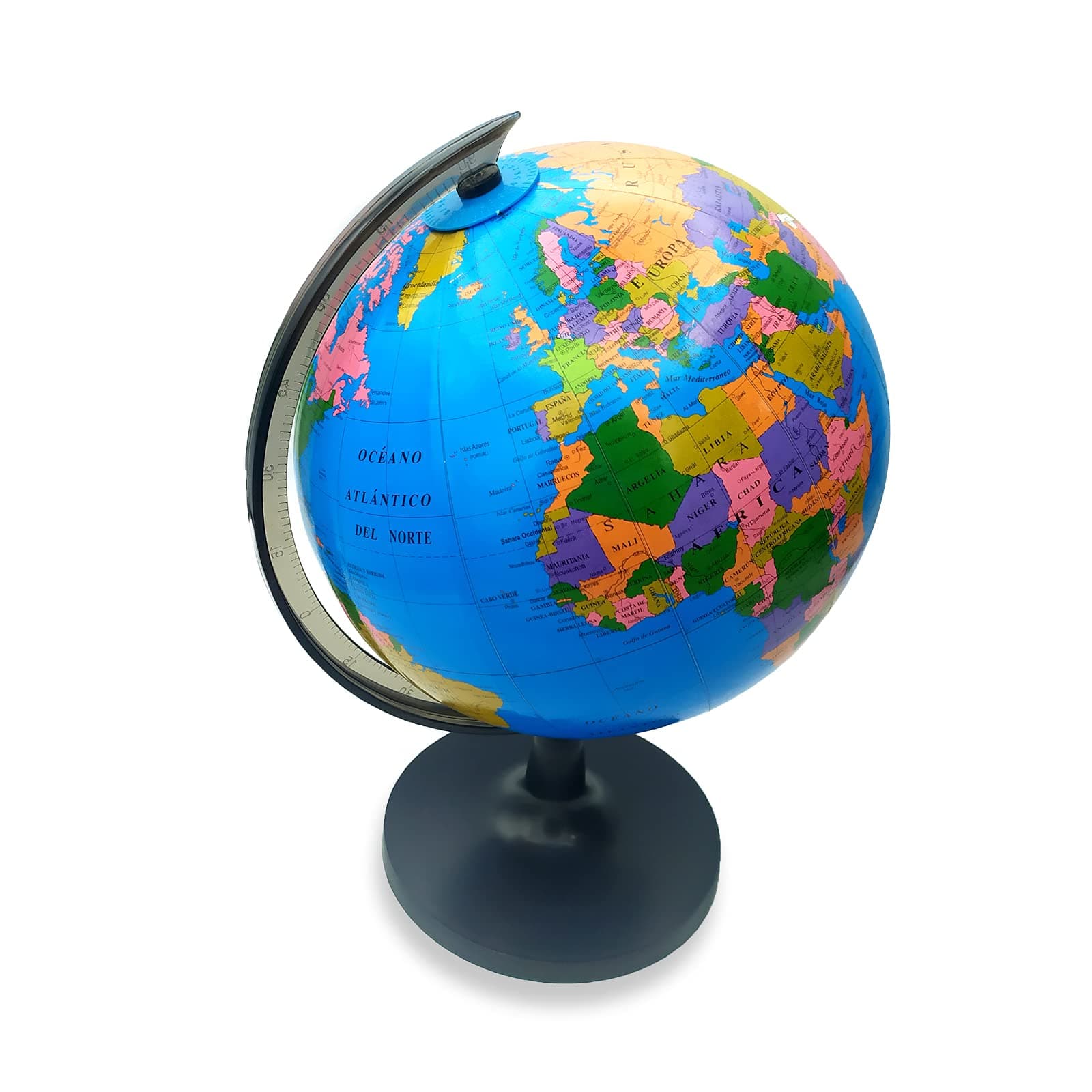 EUROXANTY Globe | World Map Globe | Map in Spanish | Rotary | Study Geography | Desk Decoration | Diameter 18 cm