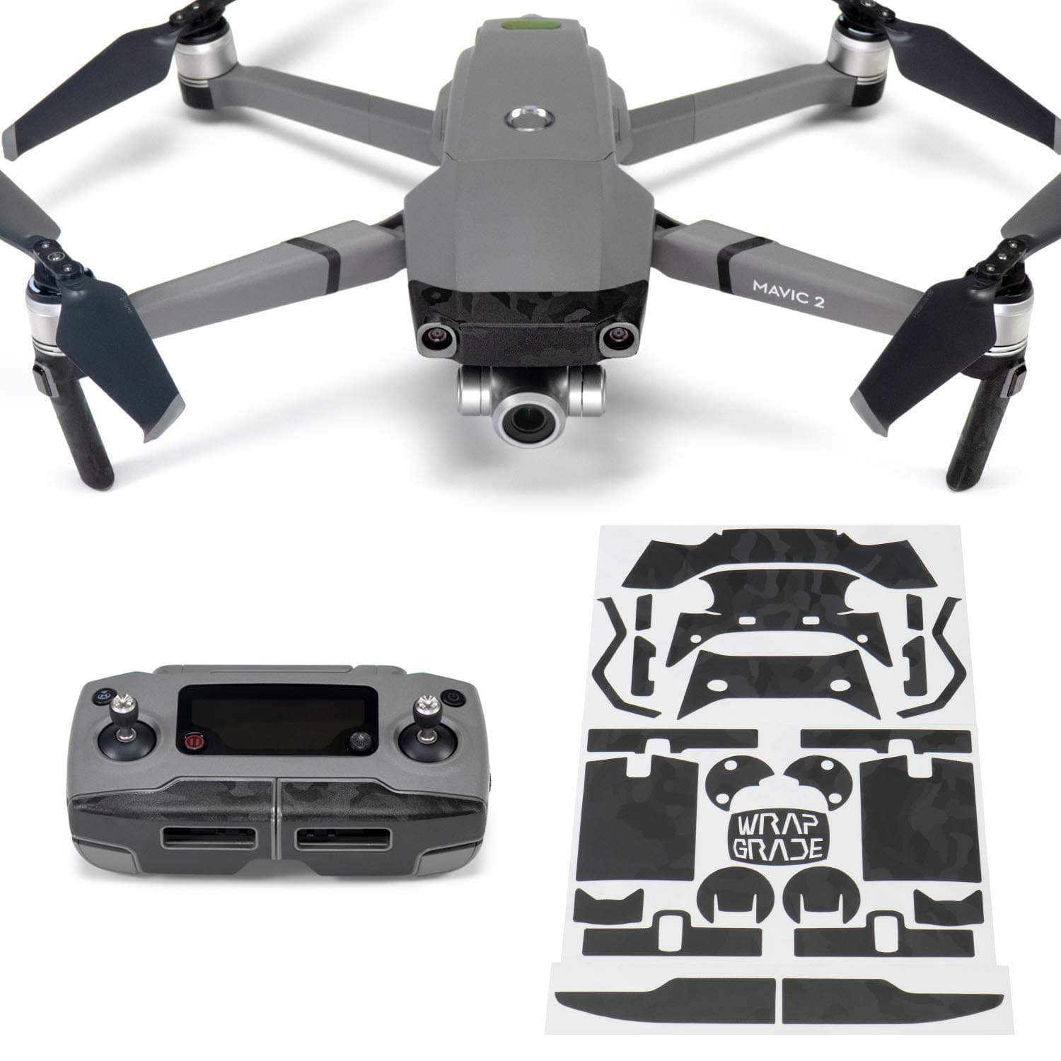Wrapgrade Poly Skin Compatible with DJI Mavic 2 | Accent Color (Black Bumpy CAMO)
