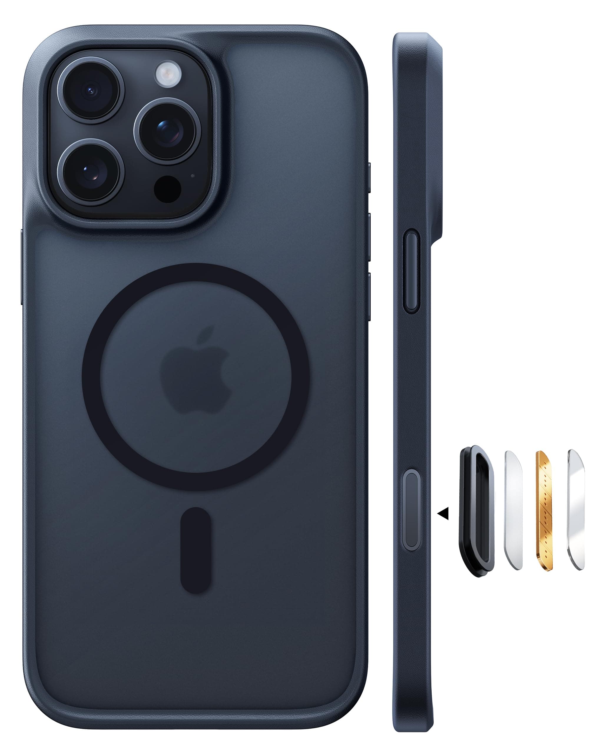 for iPhone 16 Pro Case Translucent Matte Black | Compatible with MagSafe, Military Grade Drop Protection, Stronger Magnetic, Shockproof Airbag, Camera Control, Color Buttons, Slim Anti-Scratch