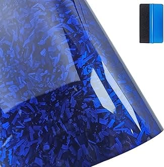Forged Carbon Fiber Gloss Blue Vinyl Wrap Sticker Free Bubble Air Release DIY Decal Car Auto Vehicle Morotcycle Self Adhesive (30cm x 100cm)