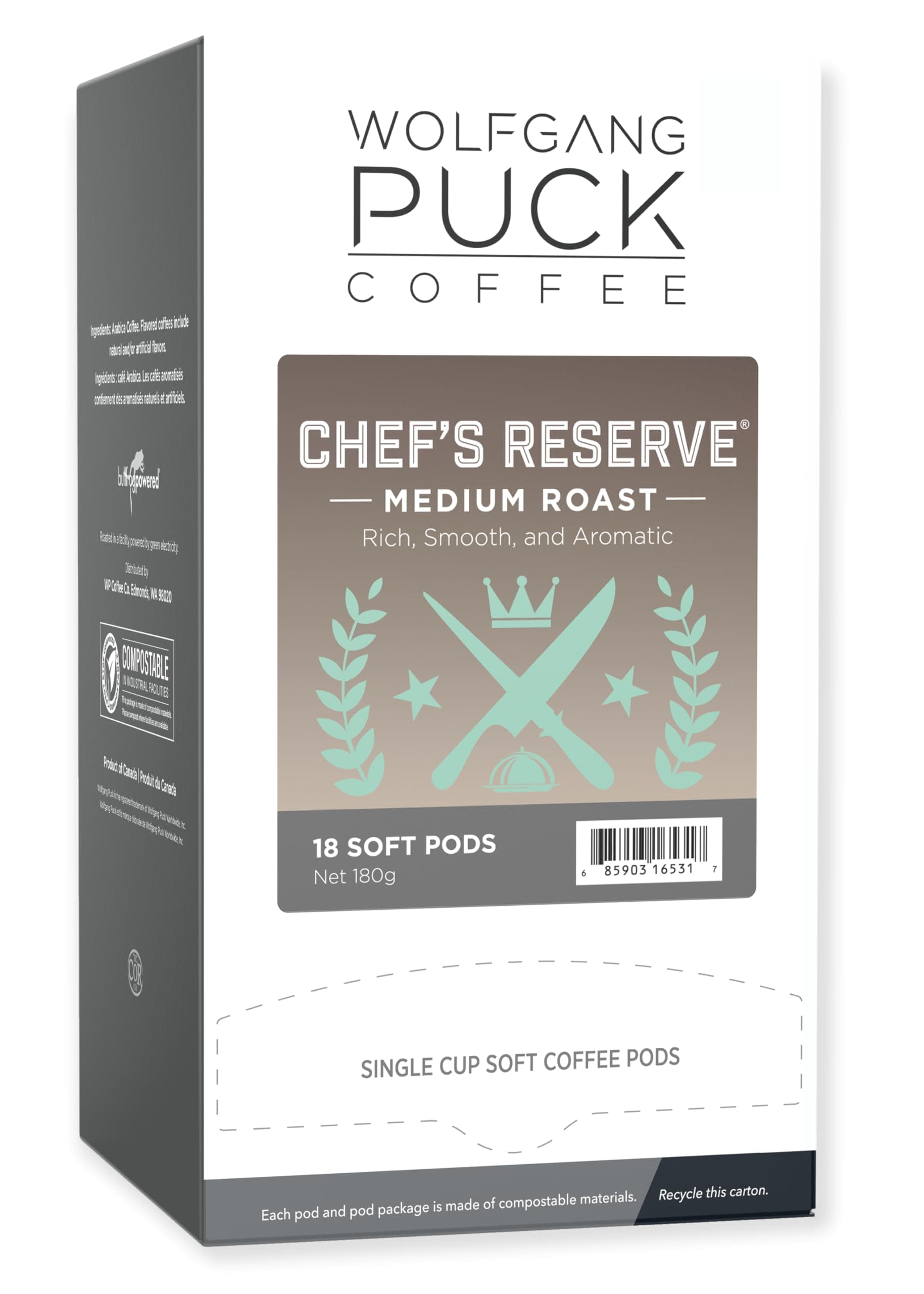 Coffee, Chef's Reserve, Medium Roast, 9.5 Gram Soft Pods, 18-Count (Pack of 3)