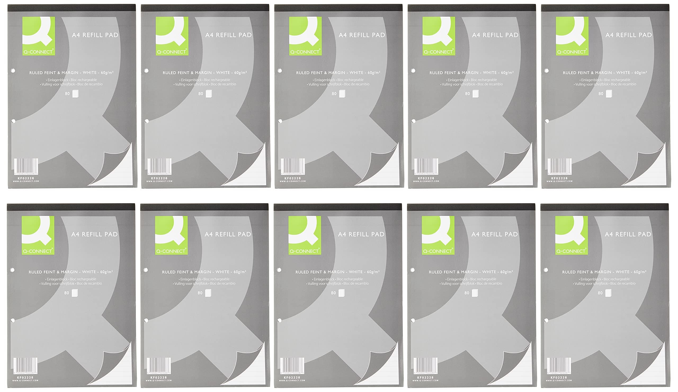 Feint Ruled Margin Head Bound Refill Pad 160 Pages A4 (Pack of 10) KF02228