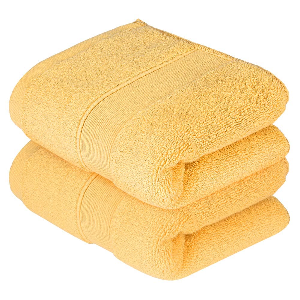 Lirex 2-Pack Hand Towel Set, 35 x 75 cm Ultra Soft Premium 650GSM Hand Towels for Bathroom, 100% Long Staple Cotton - Yellow