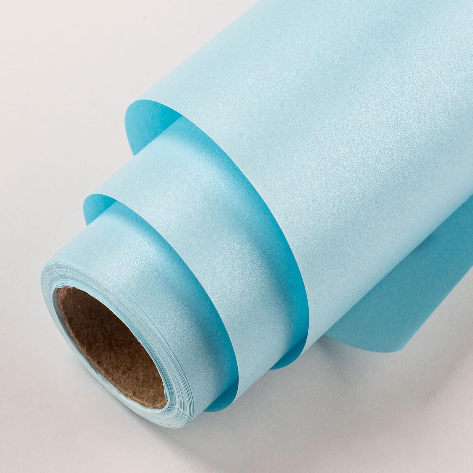 MIMUTI Light Blue Matte Wrapping Paper - Solid Color Pearly Lustre Paper Perfect for Wedding, Birthday, Christmas, Baby Shower, DIY Bouquet - 17 Inches x 33 Feet Mini Roll