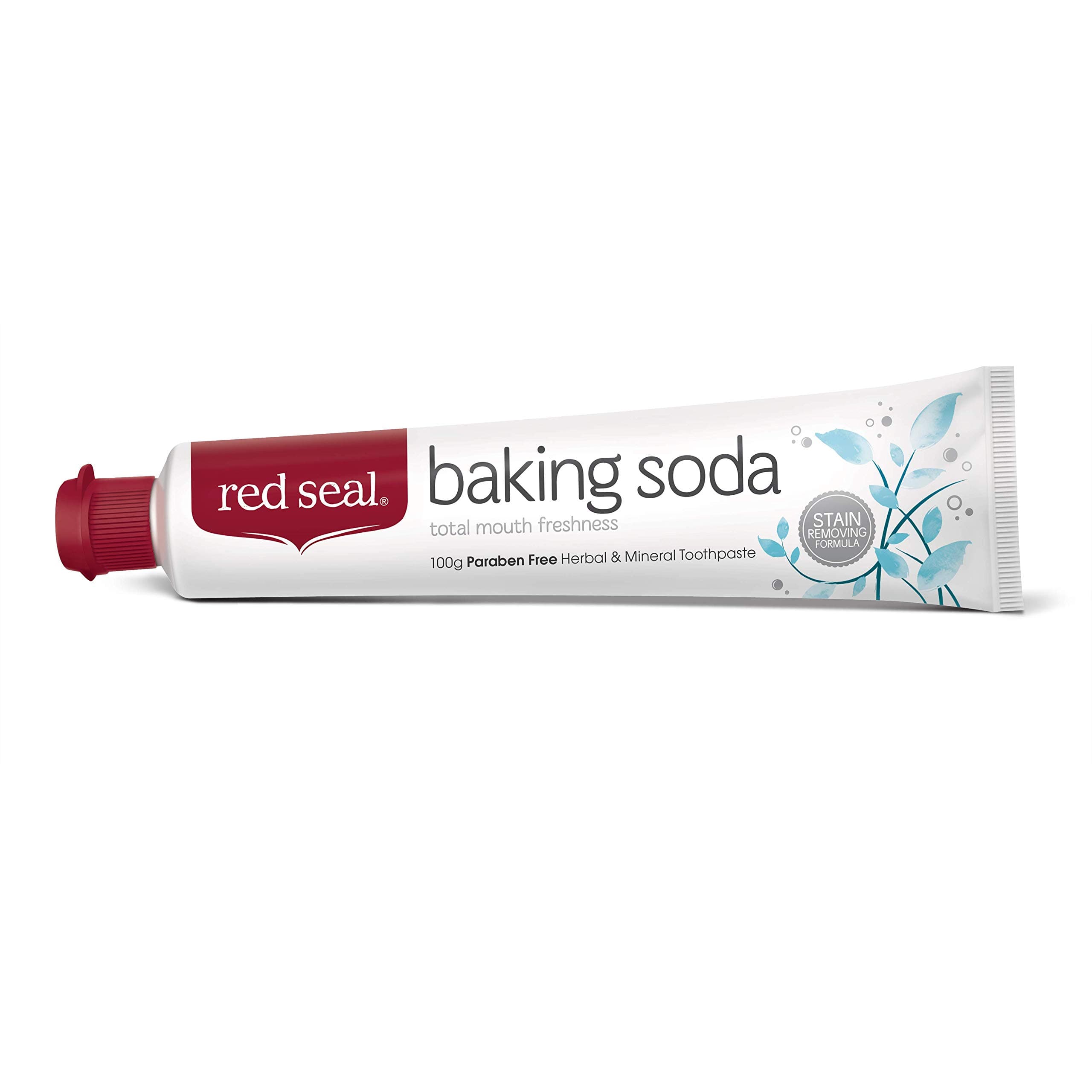 Red Seal Natural Baking Soda Toothpaste - No Fluoride, No Artificial Flavors Or Colors - Protects Teeth & Gum Health Naturally & Cleans For Visibly Brighter Smile 100G - Whitening