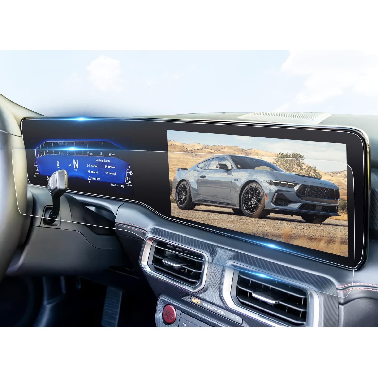 BIBIBO 2Pcs for 2024 2025 2026 Ford Mustang Screen Protector 2024 2025 2026 Ford Mustang Ecoboost/ EcoBoost Premium/GT/GT PremiumDark Horse/Dark Horse Premium Display,[Anti Glare& Scratch Ultra-Clear] 2024-2026Ford Mustang Accessories PET Nano Foils