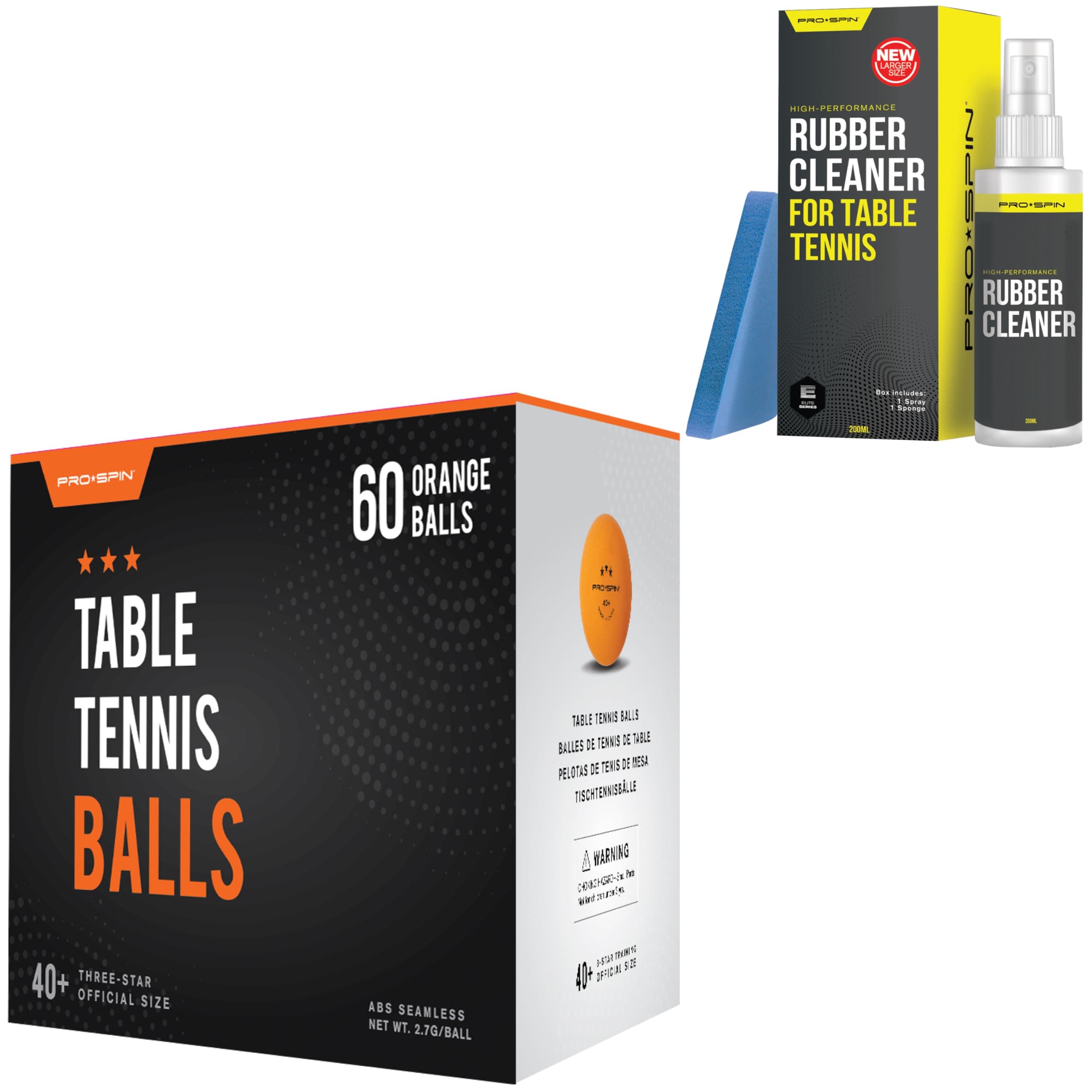 PRO SPINBulk Balls & Care Bundle: 60 Orange Balls + Cleaning Kit