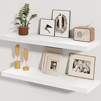 Fun Memories White Floating Shelves 36 Inch Long, 8 Inch Deep Floating Shelf for Wall, 36" W x 8" D Floating Shelves Set of 2, White Deep Wall Shelves for Bedroom, Living Room, Kitchen