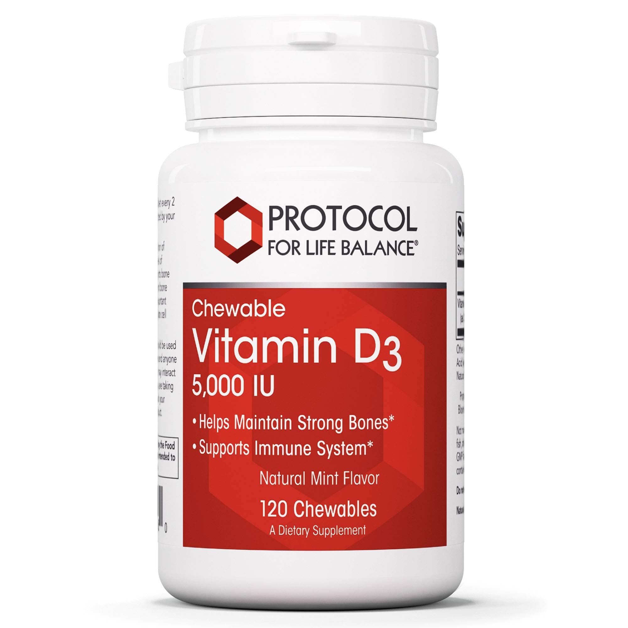 Protocol Vitamin D3 5,000 IU - Immune Support, Bone and Teeth Health - Mint - 120 Chews
