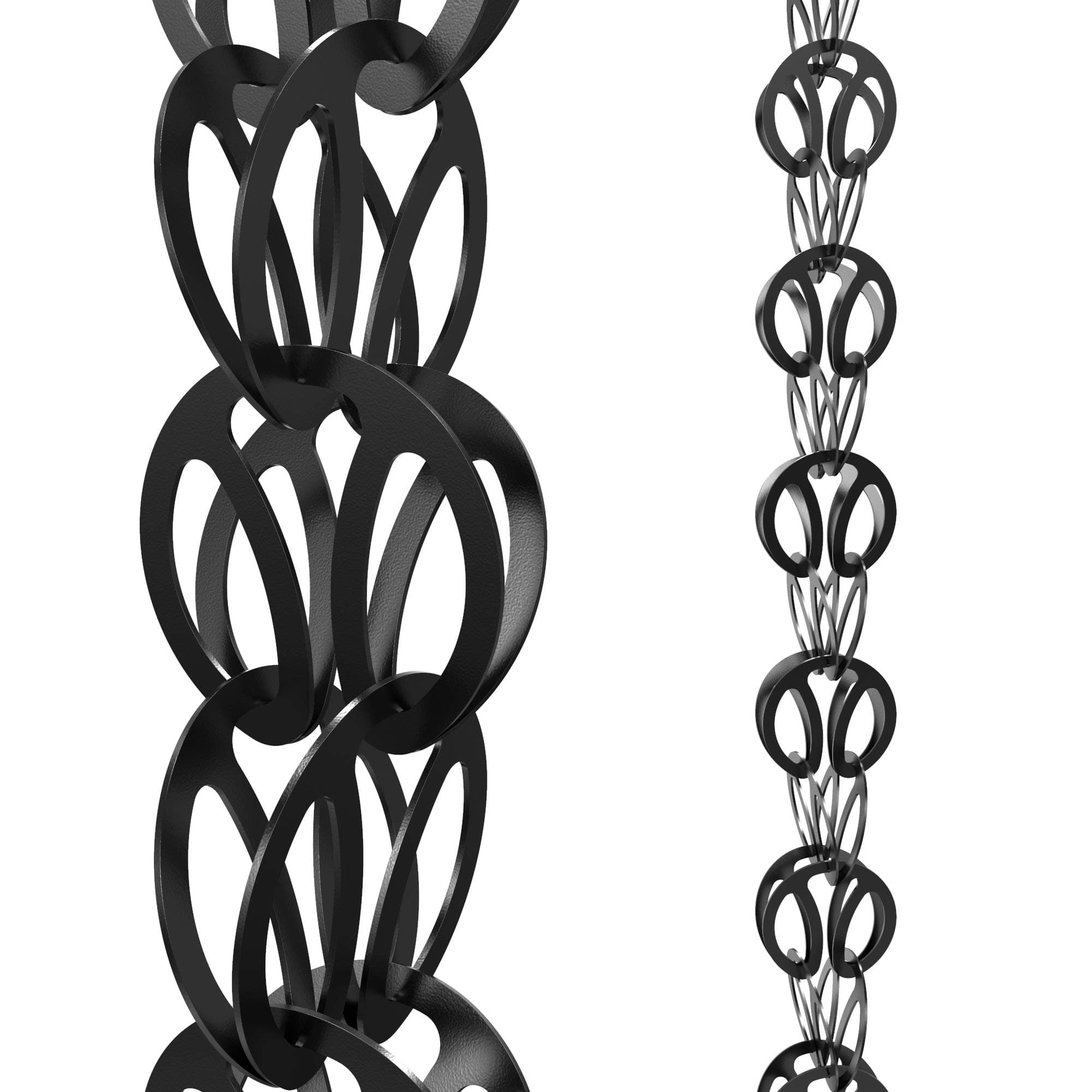 Rain Chains Direct - Modern Loop Rain Chain - 8.5 FT - Durable Black Powder-Coated Aluminum - Premium Rain Chains for Gutters
