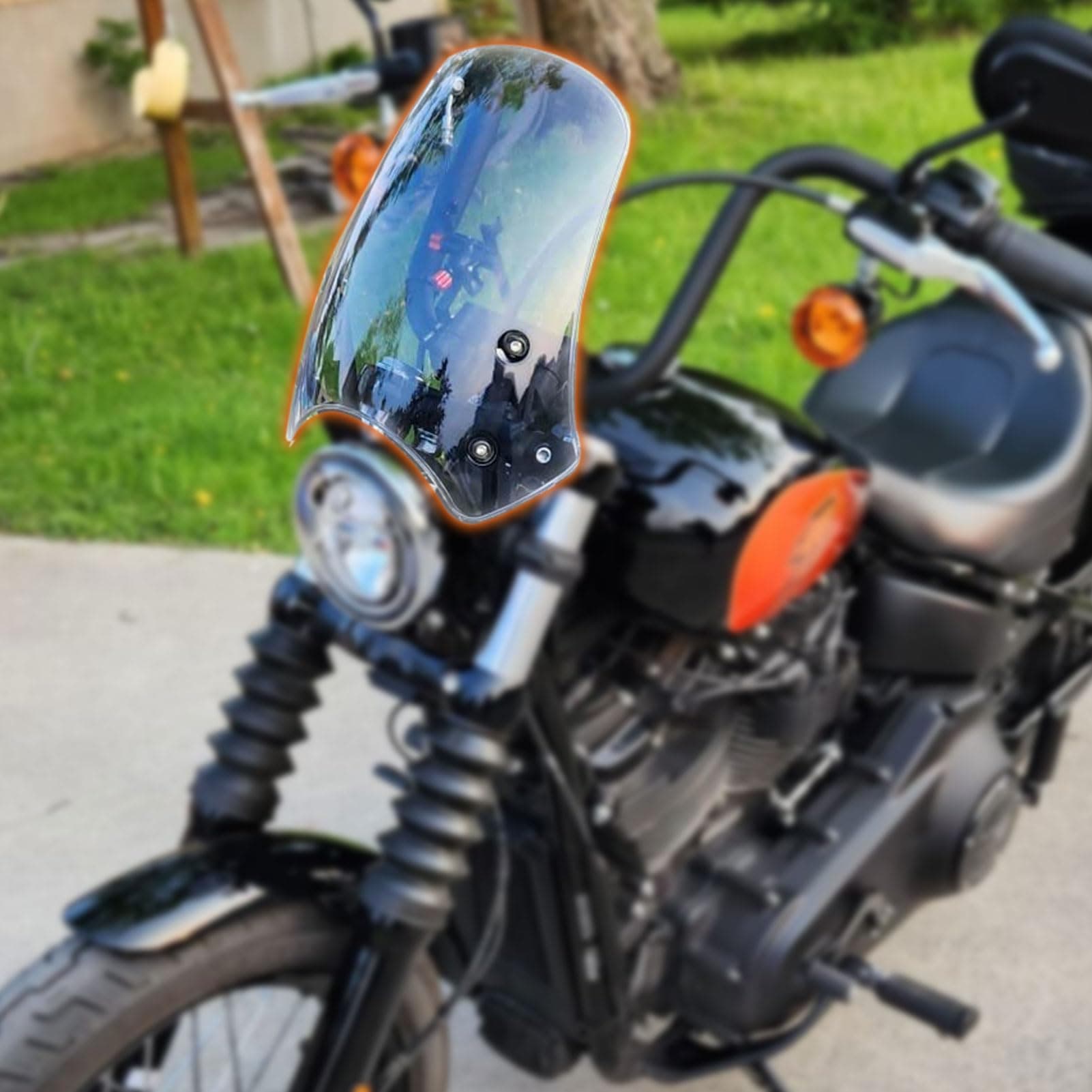 Motorcycle WindScreen for Universal Har-ley FXST Softail/FXSTB Night Train FXDC Wide Glide/FXSB Breakout/ FXDL Low Rider Windshield Windproof Protector Fairing Wind Deflector (Grey Smoke)