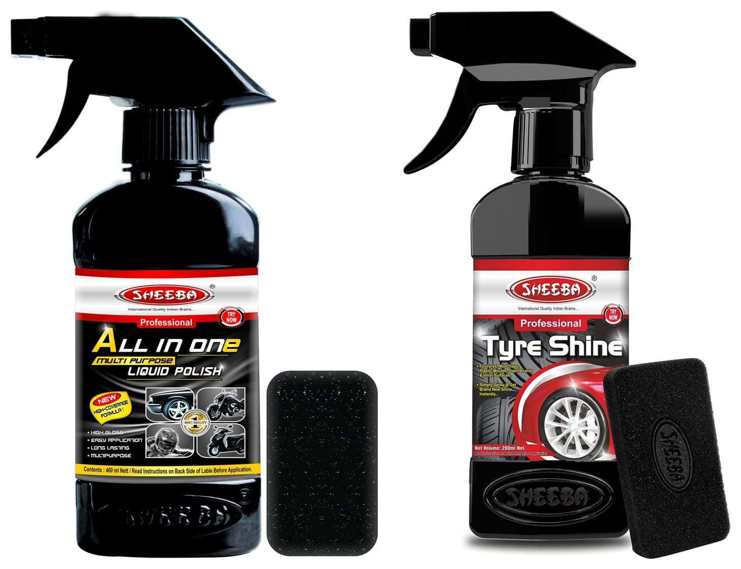 Sheeba All in One Multipurpose Polish (460 ml) & Sheeba SCTS04 Tyre Shine (200 ml)