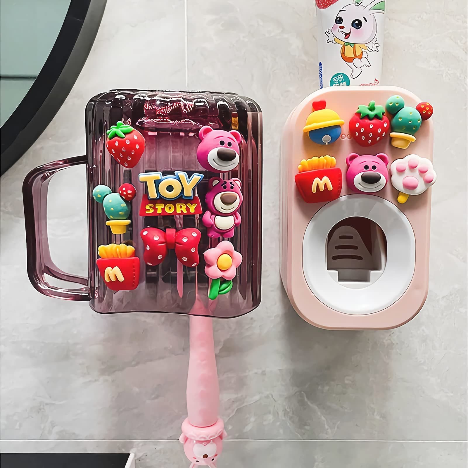 Pink bear dispenser 3pc set