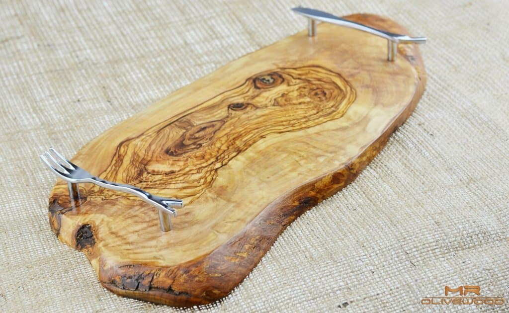 Mr OliveWood Olive Wood Knife and Fork Rustic Handle Board
