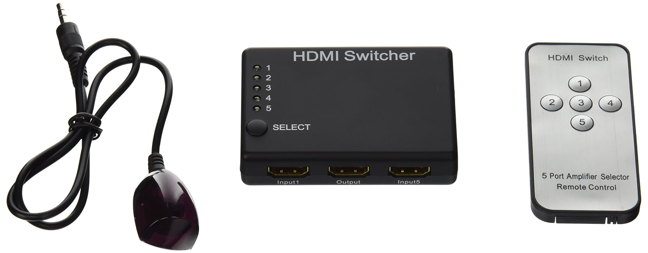 EnjoyGadgets EGHS5S 5 in 1 Out Remote Control 1080p Auto Switching 5-Port HDMI Switcher Selector with Support 3D